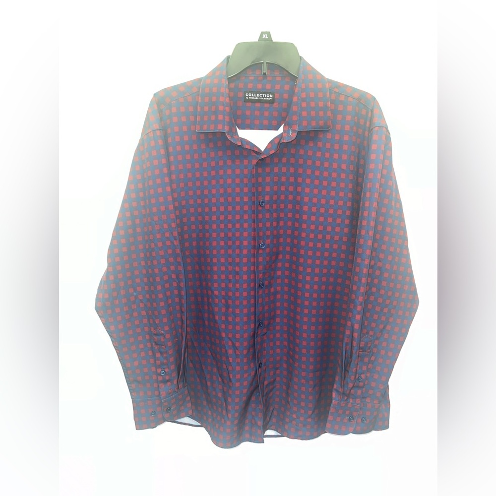 Michael Strahan Shirt Mens Extra Large Multicolor Long Sleeve Cotton Blend